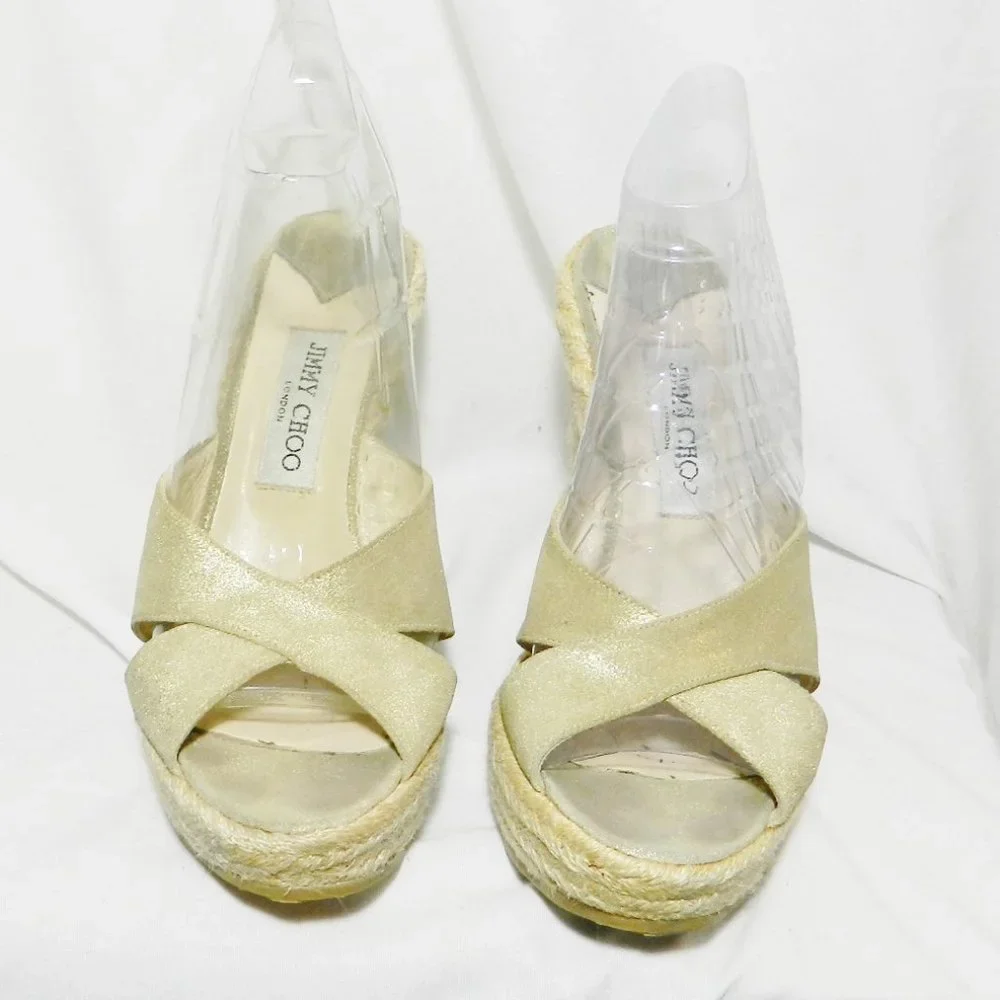 Jimmy Choo Shimmery Espadrille Slides Eu 39